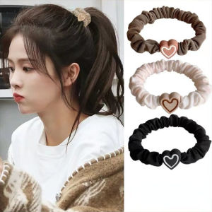 สายรัดผมแบบยืดหยุ่นรูปหัวใจสำหรับเด็กผู้หญิงที่รัดผมยางรัดผมผมสำหรับเด็กรัดผมสีดำสำหรับผู้หญิง