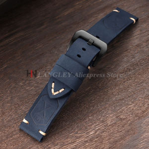 20mm 22mm 24mm 26mm Handmade First Layer Cowhide Leather Watch Band Brown Black Strap for Panerai for Omega Men Sport Bracelets