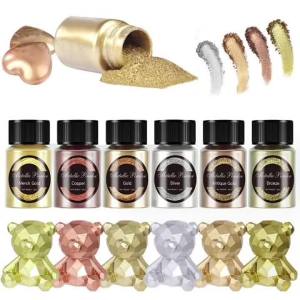 Colorful Powders Unique Metallic Texture Powders Epoxy Resin Colorants Glitter Pigments Colored Powder Resin Dyes Jewelry Making Accessories Metallic Mica Powder for Resin 6 Colors of 20Ml/Color Fine Particle Resin Color Pigments for Coloring P...