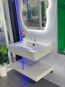 Bàn Đá 2 Tầng Nhà Tắm Tràn Viền Vô Cực Kèm Chậu Âm Bàn Chống Xước Mẫu Mới Nhất Hot Nhất Hiện Nay - Hàng Nhập Khẩu Bảo Hành 10 Năm