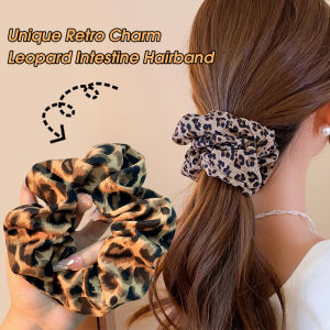 2ชิ้นยางรัดคาดผมพิมพ์ลายเสือดาววินเทจสำหรับผู้หญิงผมหางม้าเกาหลี2024ฤดูใบไม้ร่วงฤดูหนาวเครื่องประดับที่ผูกผม