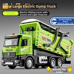 JIADUWANJU | Xe Ben Điện Cỡ Lớn Hợp Kim Cho Bé Trai Điều Khiển Từ Xa Xe Tải Xây Dựng Tự Động Mở Cửa Nắp Lật Điện Tự Động