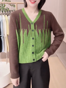 QINGNAER | Stylish Colorful Matching Slim Long Sleeve Womens Cardigan