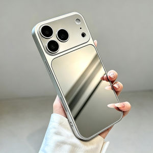 INS Plating Mirror Phone Case For iPhone 17 Pro 13 15 14 12 16 11 18 Pro Max Silver Silicone Acrylic Shockproof Funda Back Cover