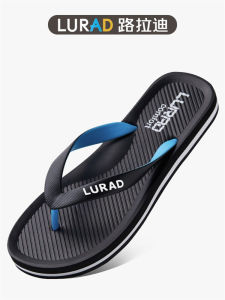 Luladi Fashion Mens Sandals Summer Thick Bottom Slip-On Anti-Slip Beach Shoes Trendy Black Casual Wear-Resistant Rubber Sole