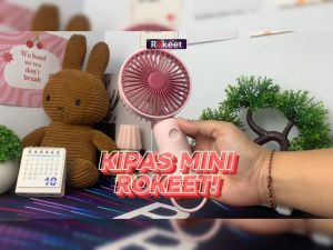 Rokeet Kipas Angin Mini Portable Genggam Gantung Fan Handheld Rechargeable