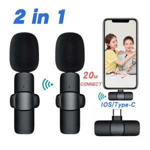 Lavalier Wireless Bluetooth Microphone Portable Audio Video Recording Mini Mic For iPhone Live Broadcast Gaming Phone Type-C