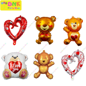 Happy Valentines Day I Love You Bear Hollow Hole Heart Shaped Mini Small Foil Balloon Mylar Party Decor DIY