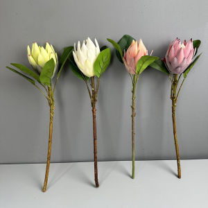 Flocked Artificial King Protea Flower - Large Single Stem for Home Wedding Decor Faux Silk Protea Flowers