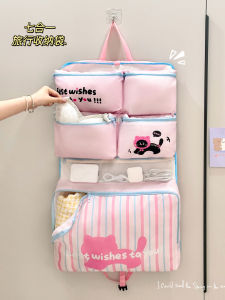 กระเป๋าใส่เสื้อผ้าเดินทางแบบพับได้ 7 ชิ้น กระเป๋าใส่เครื่องใช้ไฟฟ้าแบบพกพา ความจุขนาดใหญ่ กระเป๋าอเนกประสงค์