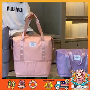 BIBISWIM Large Travel Bag Roller Portable Double Layer Extendable Bag Foldable Beg Balik Kampung