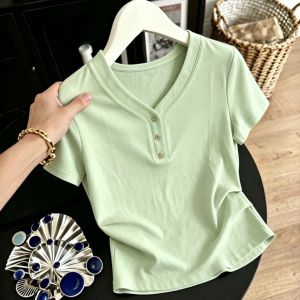 HUAXUNRAN | New V-neck Mom Fashion T-shirt