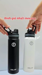 Bình Nước Xe Đạp Inox 304 Giữ Nhiệt dung tích 650ml màu Trắng/Đen giữ nhiệt 12h Nóng 24h Lạnh Thể thao cắm trại leo núi đi xe đạp - KAVI