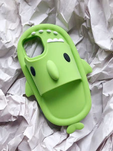 Creative Shark Design Silicone Phone Case Slippers Full Edge Protection for Apple iPhone 13 Series Protective Cover Trendy And Personalized