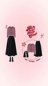 One Set 3IN1 ( Sweater Stip + Rok Basic + Jilbab Paris Anti Kusut) - KA069