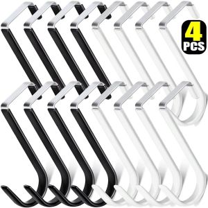 2/4Pcs Metal S-shaped Hook Stainless Steel Non-punch Kitchen Bathroom Over The Door Cabinet Hooks Coat Towels Storage Hanger Holders Organizer