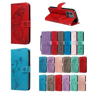Magnetic Leather Wallet Flip Case for Honor 600 500 400 Smart Pro Lite 5G Phone Book Cover WIth Stand 3D Embossed Butterfly