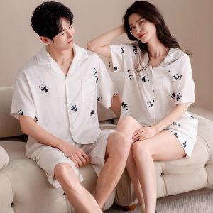 Miiow | Ice Silk Pajamas Short Sleeve Short Pants Lightweight Summer Home Clothes For Couples Cat Person Brand 2025 New Style Polyester Fiber