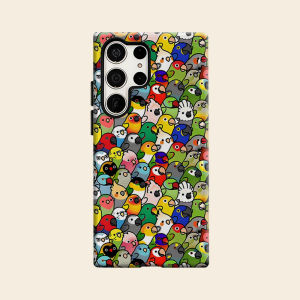 BILIBILI | Cute Parrot Luxury Fashion Full Lens Protective Case for Samsung Galaxy S26 S25 S24 A56 A36 Plus Ultra