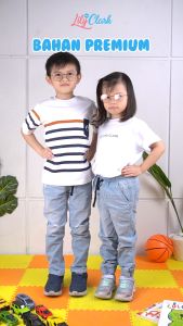 Lily And Clark Kaos Anak Laki-Laki OOTD Yang Bagus Warna Putih Salur Combine KLC62