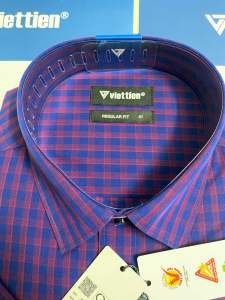 (8P2182) Áo sơ mi Việt Tiến tay ngắn vạt ngang form regular fit hơi ôm
