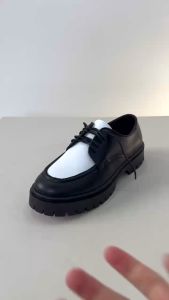 Chunky Derby Black White giày Chunky Derby Nam Đen Trắng D04