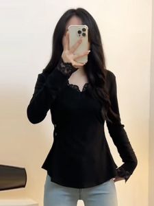 plus Size Pleated Pure Desire Waist-Cut Base Shirt Women Winter Design Sensation Inner Wear Small Shirt T-Shirt Irregular Top