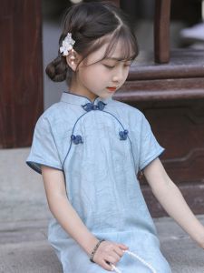 Childrens Cheongsam Summer New Style Girls Hanfu Simple Elegance National Style Dress Baby Hanfu New Chinese Style Light Thin