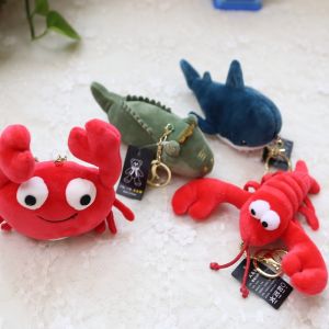 พวงกุญแจรูปปูตัวใหญ่รูปกุ้งเครย์ฟิชจากทะเลเกาหลีห่วงโซ่พวงกุญแจปูขนใหญ่ที่ห้อยกระเป๋าหนังสือเครื่องประดับผู้หญิง