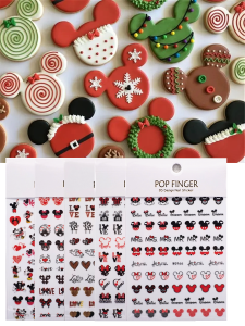 Christmas Mickey Nail Sticker Can Tear Nail Stickers Garland Leopard Print Heart Snowflake Reindeer Sugar Fruit Tree