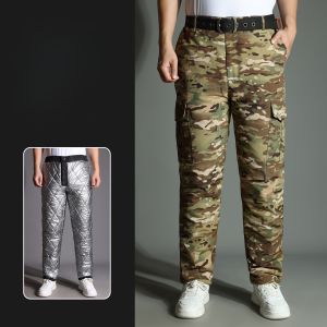 Mens Outdoor Tactcial Long Pant Heat Reflection Waterproof Military Trousers Loose Fit Warmth CP Camo Softshell Pants for Winter