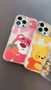 เคสซิลิโคนนิ่มใส่สกีนลายการ์ตูน ขอบกล้องยกสูง วงแหวน 3D ใส่ได้