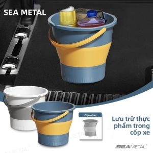 SEAMETAL Xô Gấp Bằng Silicon Dụng Cụ Rửa Xe Di Động Câu Cá Trong Phòng Tắm Cho Cắm Trại Ngoài Trời Trong Gia Đình - Dung Tích Nhựa 10-20L