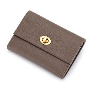 Royal Bagger Credit Card Holder for Women Genuine Cow Leather Female Business Small Short Wallet Fashion Simple Coin Purse 0533