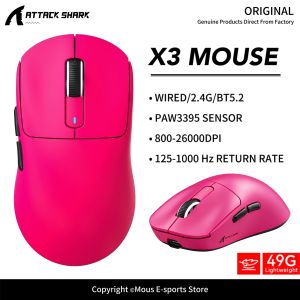 ATTACK SHARK | X3 ATTACK SHARK X3Pro Bluetooth Gaming Mouse PAW3395 Sensor TTC Encoder Black Mamba Switch and 1K/4K Hz for Wireless Mouse