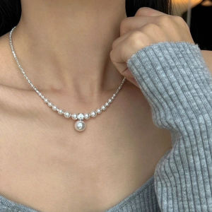 Broken Silver Pearl Necklace Broken Silver Clavicle Chain Jewelry