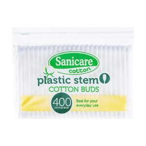 Sanicare Plastic Stem Cotton Buds 400 Tips