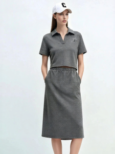 AMII | New Summer Stand-Collar Half-Placket Embroidered Dress