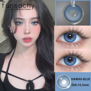 0.0~-800° Funsachy blue ตอนแทคเลนส์สายตาสั้น สีฟ้า ตาโต เลนส์สี 1คู่+ตลับคอนแทคเลนส์ ส่งไวจากไทย