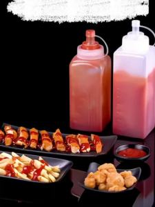1000ML Squeeze Sauce Bottle and Lid Large Caliber Plastic Squeeze Jam Bottle Condiment Dispenser Kitchen Dustproof Seasoning Jar