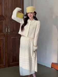 MIUCO | Bộ Đồ Knit Phong Cách Pháp Retro