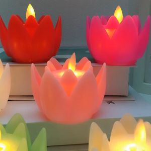 优质拜神莲花灯座庙 Inmazing LED Lotus Flower Lamp Candle Light Flickering Flame No Fire Lantern Ambient Light Party Event Temple Worship Festive Decoration Candle 莲花蜡烛