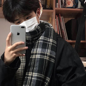 Khăn Choàng Len Dày Thời Trang Mùa Đông Cho Nam Sinh Viên Quần Áo Nam Khăn Choàng Kẻ Caro Phong Cách Hàn Quốc Quần Áo Nam