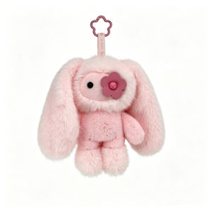 Cute Juju Rabbit Plush Keychain Flower Eye Bunny Kawaii Long Ears Bag Pendant Car Keyring Toy Gift for Girls