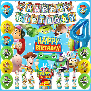 Beast Kingdom | Cartoon Toy Story 5 Kids 1th~9th Birthday Decorations Banner Balloons Cake Topper Decor Set Baby Shower Buzz Lightyear Backdrops