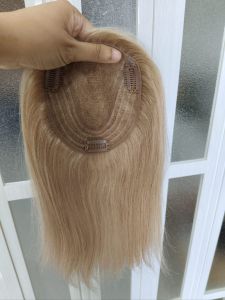 แผ่นปิดผมบางติดกิฟ ทอปเปอร์ผมแท้ สีทูโทน ไฮไลท์ ย้อมสีใหม่ได้ ผมยาว 35ซม