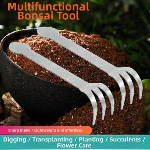 New Dual Head Stainless Soil Tool and Bud Removal Rake for Bonsai