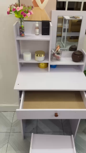 combo bàn kèm ghế trang điểm màu trắng sang trong hiện đai BTD-125