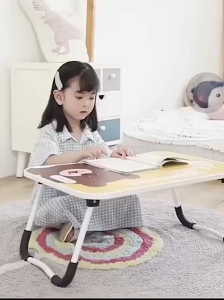 Foldable Laptop Table Foldable Lazy Desk Portable Lap Desk Bed Table Tray Laptop Stand with Cup Holder & Tablet Slot & Lifting Handle for Working Writing Drawing & Eating