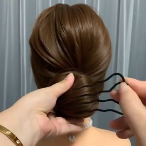 3Pcs Hair Side Combs Metal Black Hair Fork Clips Vintage Hair Fork Clip U Shape French Twist Hair Pin Women Hair Pin Combs Hair Styling Tool